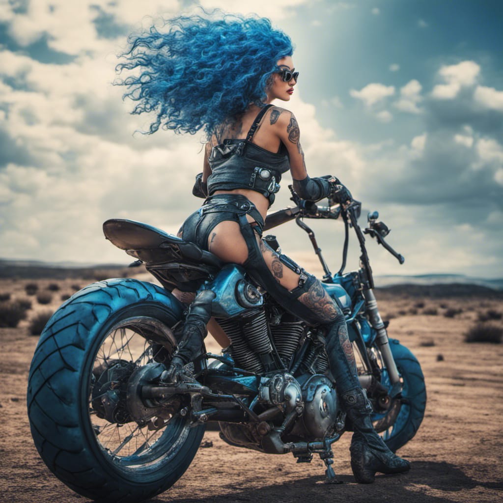 biker babe cyberpunk style